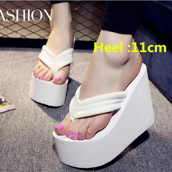 Summer Slippers Women Wedges Sandals Super High Heels Ladies Fashion Flip Flops Cute Bowknot Female Party Shoes Plus Size Slides