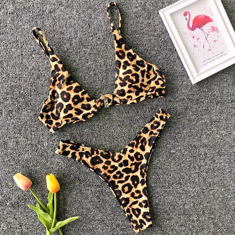 High Cut V-bar Underwired Bikini Women Swimsuit Female Micro Thong Swimwear Two-pieces Bikini Set Push Up Bathing Suit Swim Lady