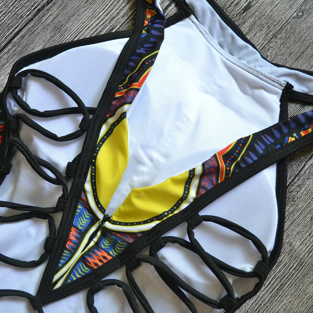 2025 African Dashiki Print One Piece Swimsuit Women High leg cut Swimwear Female Trikini Thong Monokini Brazilian Bathing Suit