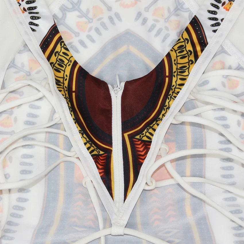2025 African Dashiki Print One Piece Swimsuit Women High leg cut Swimwear Female Trikini Thong Monokini Brazilian Bathing Suit
