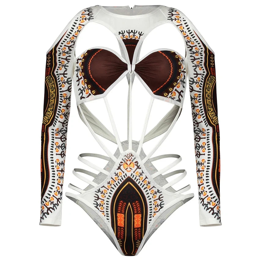 2025 African Dashiki Print One Piece Swimsuit Women High leg cut Swimwear Female Trikini Thong Monokini Brazilian Bathing Suit