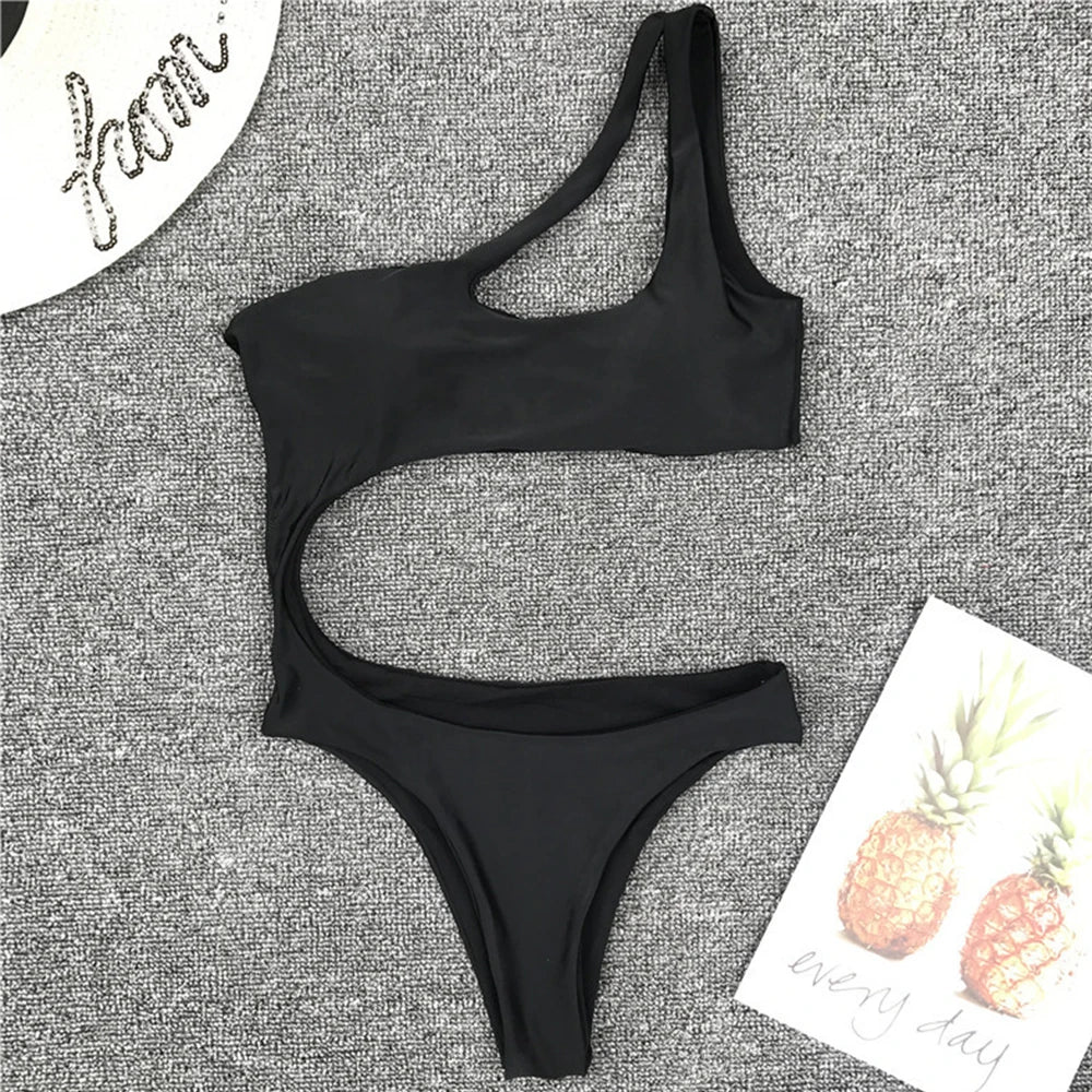 Asymmetric One shoulder Female Swimwear One piece swimsuit Women Monokini Bather Trikini High Cut Out Bathing Suit Swim Bodysuit