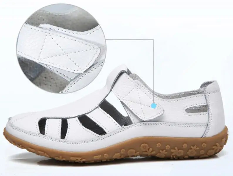 Split Leather Flat Sandals Women Fashion Summer Shoes Anti-slip Soft Sole Ladies Gladiator Sandal Breathable Sandalias SH031502