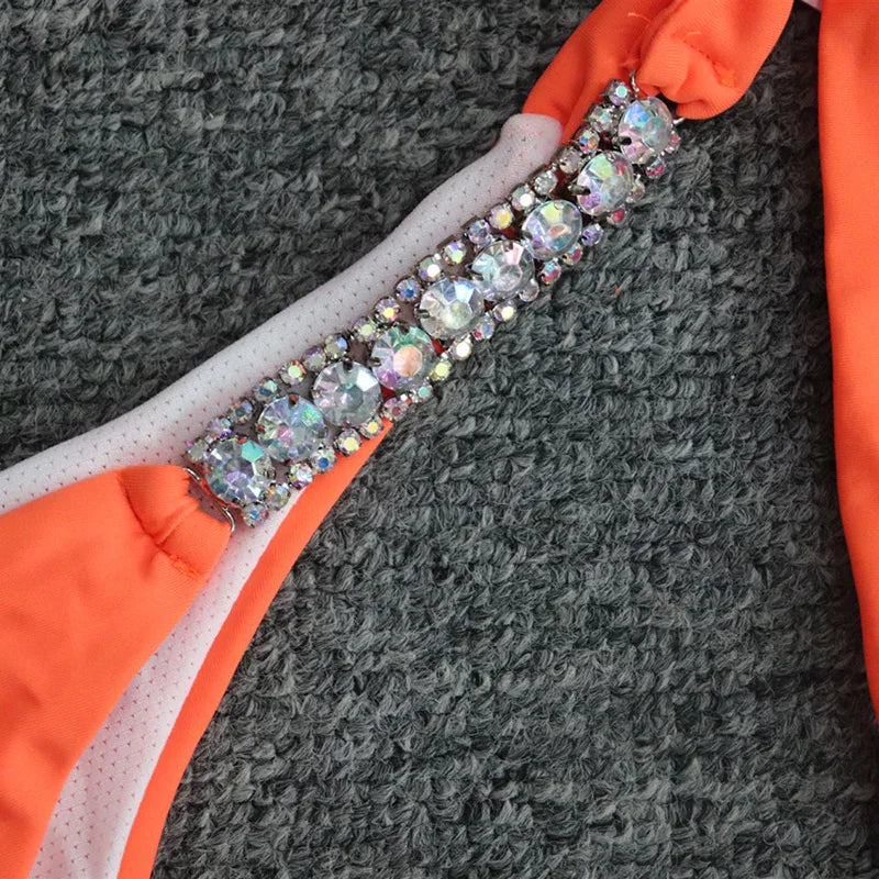 Sexy Halter Crystal Diamond Bikini 2025 Women Swimsuit Female Swimwear Two-pieces Bikini set Rhinestone Bather Bathing Suit Swim