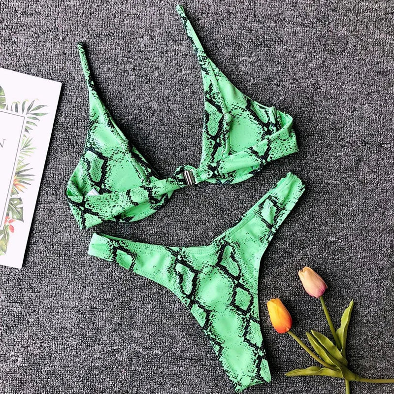 High Cut V-bar Underwired Bikini Women Swimsuit Female Micro Thong Swimwear Two-pieces Bikini Set Push Up Bathing Suit Swim Lady