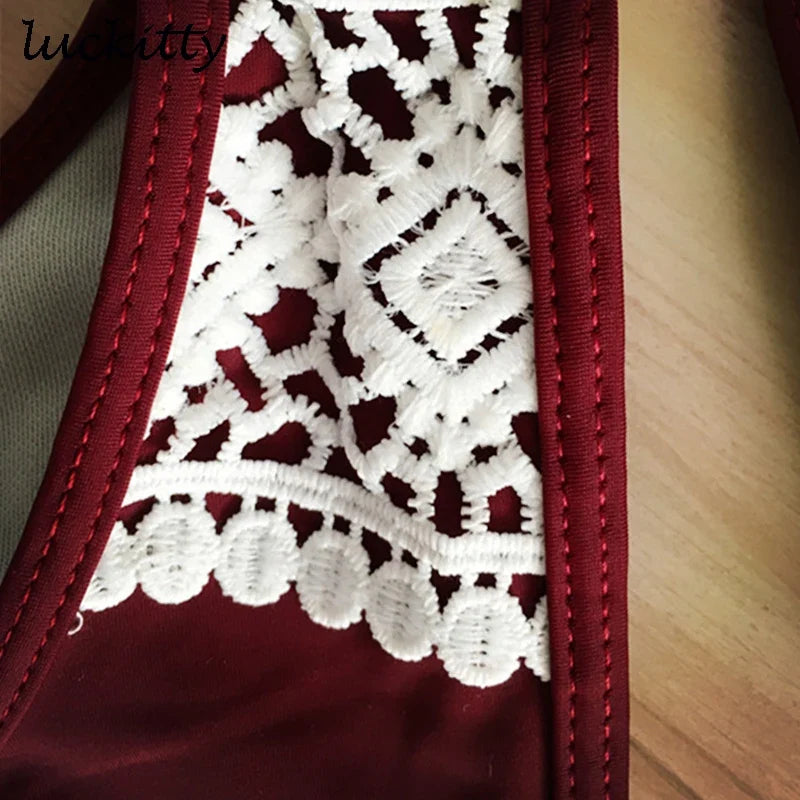 Swimsuit Women Sexy Pusg up Bikini Set 2022 summer Swimwear Biquinis Floral Lace Swim Wear Ladies swimsuits Cropped