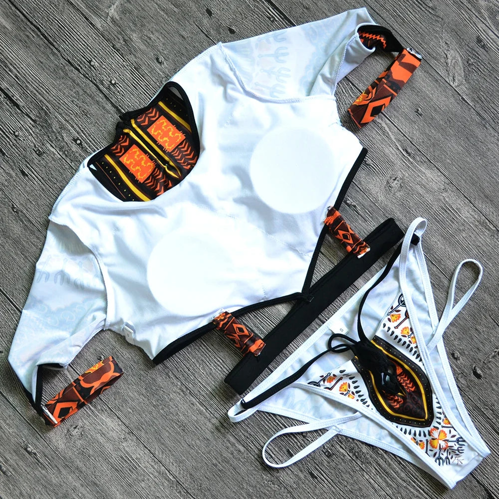 2025 African Dashiki Print One Piece Swimsuit Women High leg cut Swimwear Female Trikini Thong Monokini Brazilian Bathing Suit