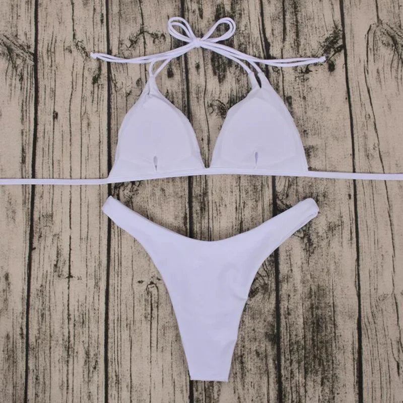 ZTVitality Bikini 2025 New Arrival Sexy Stack-up White Swimwear Women Halter String Low Waist Swimsuit Female Brazilian Biquini