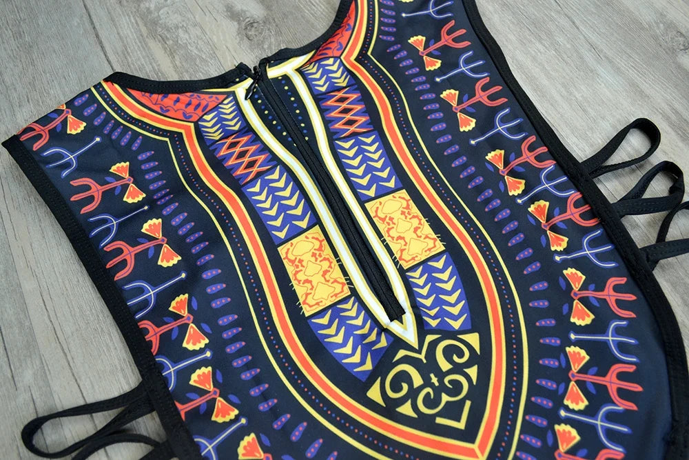2025 African Dashiki Print One Piece Swimsuit Women High leg cut Swimwear Female Trikini Thong Monokini Brazilian Bathing Suit