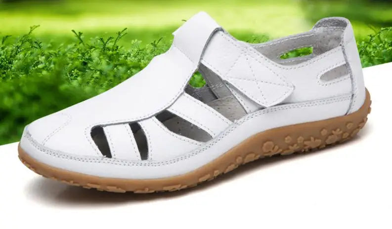 Split Leather Flat Sandals Women Fashion Summer Shoes Anti-slip Soft Sole Ladies Gladiator Sandal Breathable Sandalias SH031502