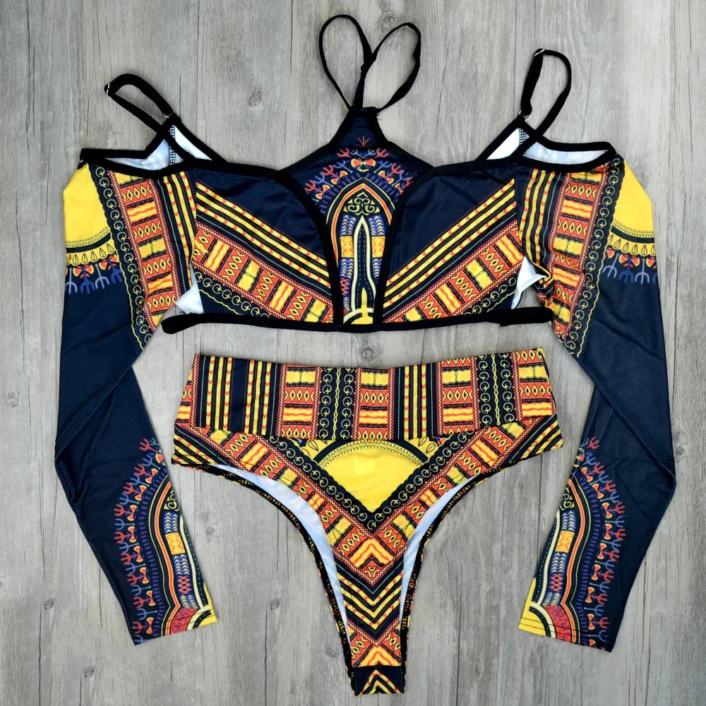 2025 African Dashiki Print One Piece Swimsuit Women High leg cut Swimwear Female Trikini Thong Monokini Brazilian Bathing Suit