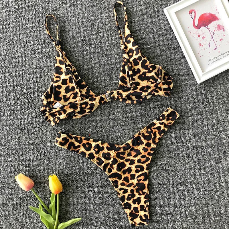 High Cut V-bar Underwired Bikini Women Swimsuit Female Micro Thong Swimwear Two-pieces Bikini Set Push Up Bathing Suit Swim Lady