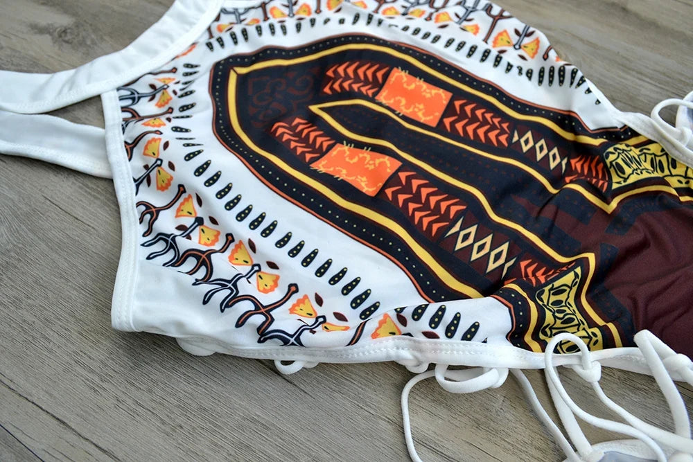 2025 African Dashiki Print One Piece Swimsuit Women High leg cut Swimwear Female Trikini Thong Monokini Brazilian Bathing Suit