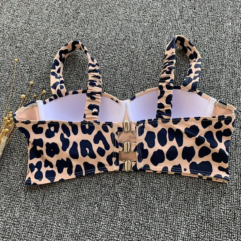 Leopard High Waist Bikini Push Up Bra Cup Bikinis 2026 Women Swimsuit Female Swimwear Two Piece Bikini Set High Cut Bathing Suit