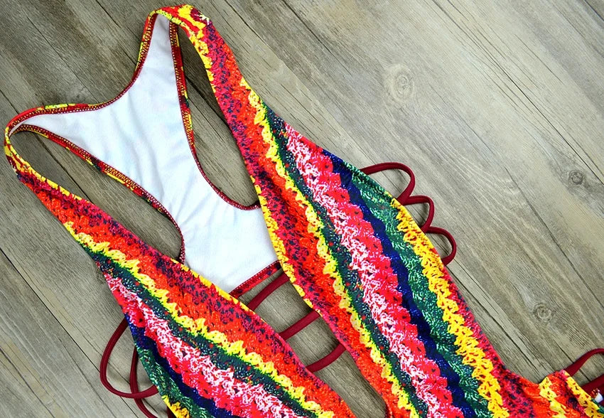 S - XXL Sexy Printed Women Swimwear One Piece Swimsuit Female High Cut Trikini Backless Monokini Bather Bathing Suit Swim Lady