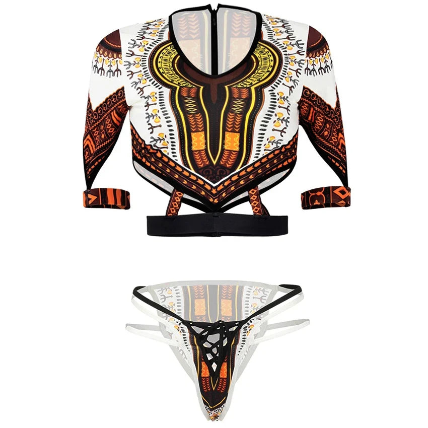 2025 African Dashiki Print One Piece Swimsuit Women High leg cut Swimwear Female Trikini Thong Monokini Brazilian Bathing Suit