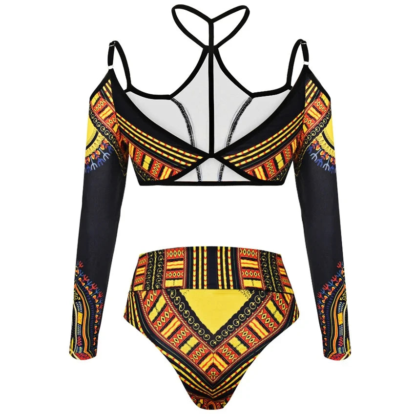 2025 African Dashiki Print One Piece Swimsuit Women High leg cut Swimwear Female Trikini Thong Monokini Brazilian Bathing Suit
