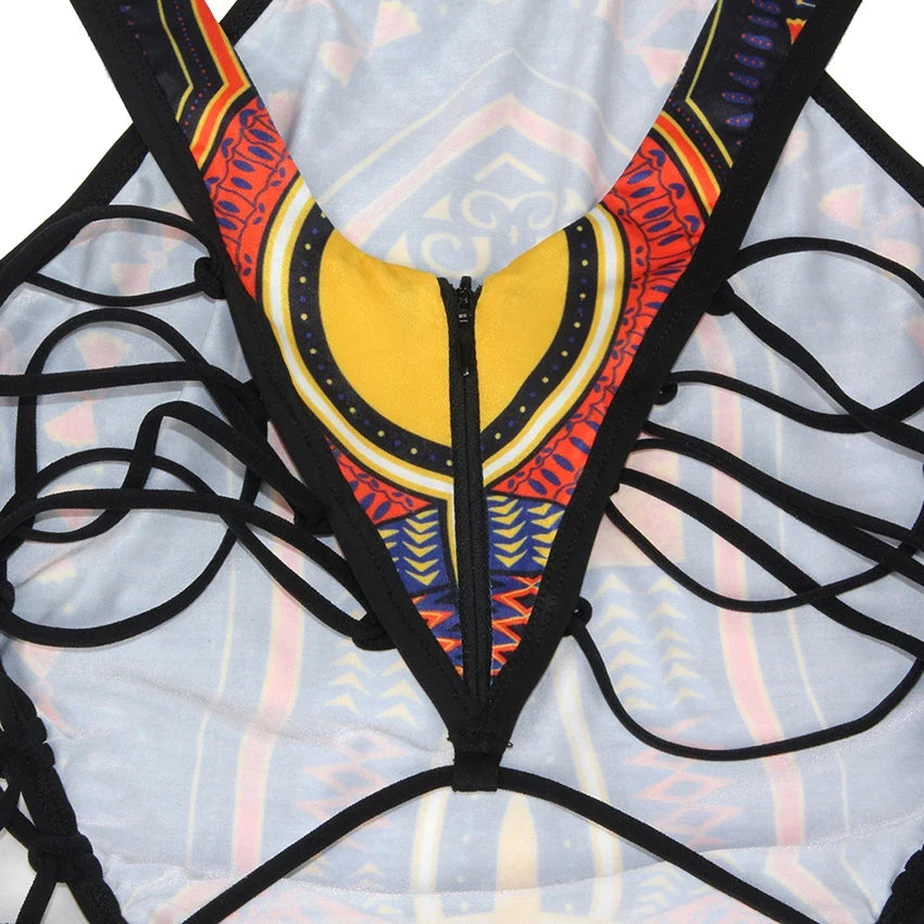 2025 African Dashiki Print One Piece Swimsuit Women High leg cut Swimwear Female Trikini Thong Monokini Brazilian Bathing Suit