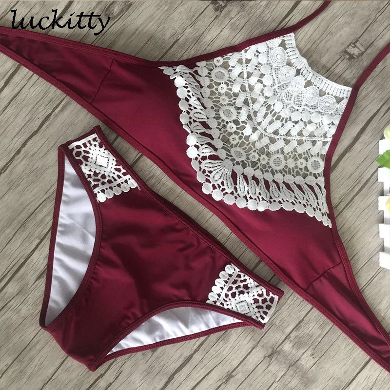 Swimsuit Women Sexy Pusg up Bikini Set 2022 summer Swimwear Biquinis Floral Lace Swim Wear Ladies swimsuits Cropped