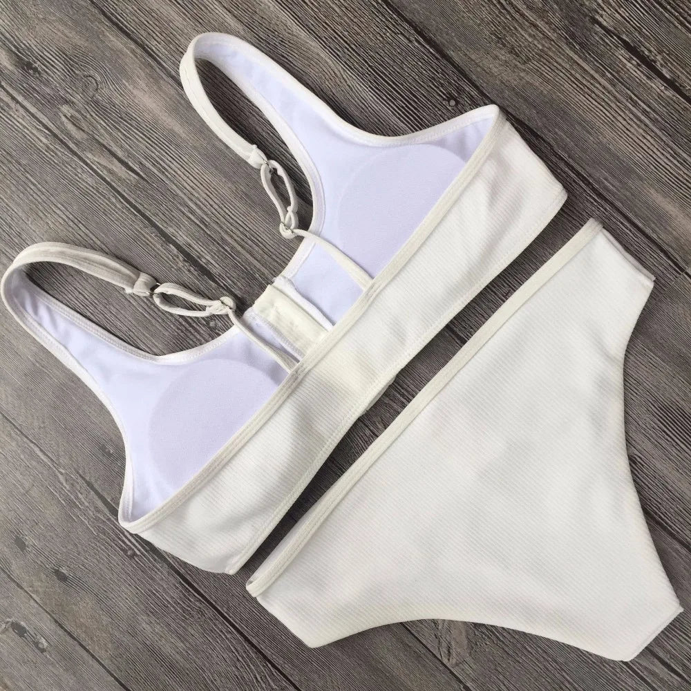 Sexy Sport Button Bikini 2025 Bandeau Swimwear Women Ribbed Swimsuit Female Two pieces bikini set Bathers Push Up Bathing Suit
