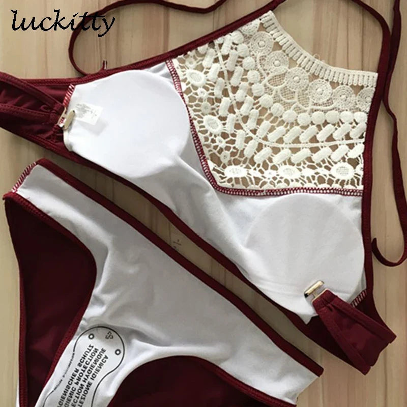 Swimsuit Women Sexy Pusg up Bikini Set 2022 summer Swimwear Biquinis Floral Lace Swim Wear Ladies swimsuits Cropped