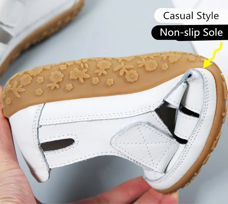 Split Leather Flat Sandals Women Fashion Summer Shoes Anti-slip Soft Sole Ladies Gladiator Sandal Breathable Sandalias SH031502