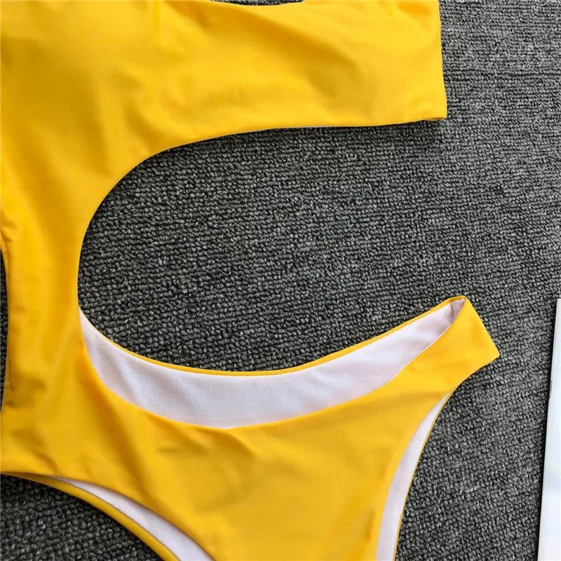 Asymmetric One shoulder Female Swimwear One piece swimsuit Women Monokini Bather Trikini High Cut Out Bathing Suit Swim Bodysuit
