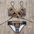 2022 Sexy Bandage Aztec Biquini String Strappy Swim Wear Bathing Suit Swimsuit Beachwear Swimwear Women Brazilian Bikini
