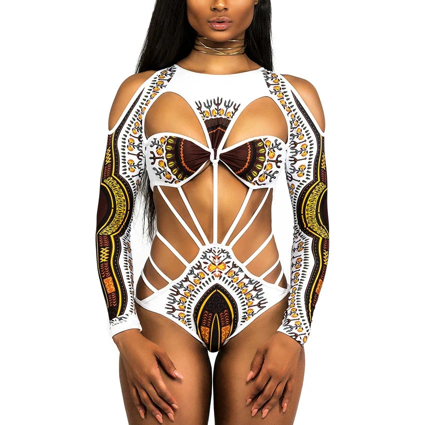 2025 African Dashiki Print One Piece Swimsuit Women High leg cut Swimwear Female Trikini Thong Monokini Brazilian Bathing Suit