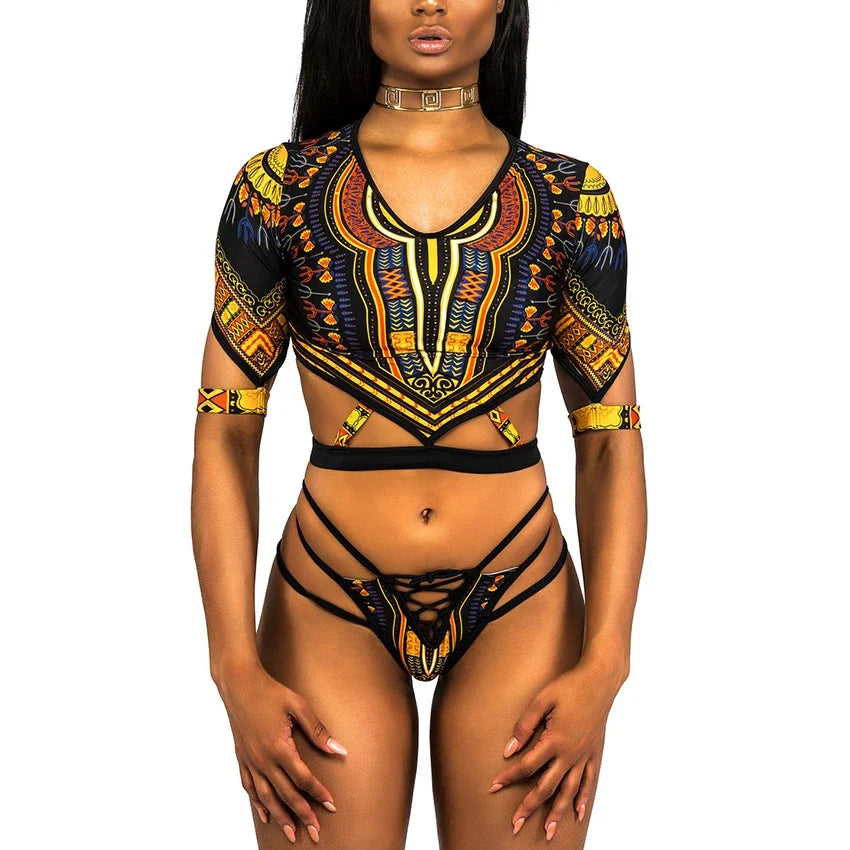 2025 African Dashiki Print One Piece Swimsuit Women High leg cut Swimwear Female Trikini Thong Monokini Brazilian Bathing Suit