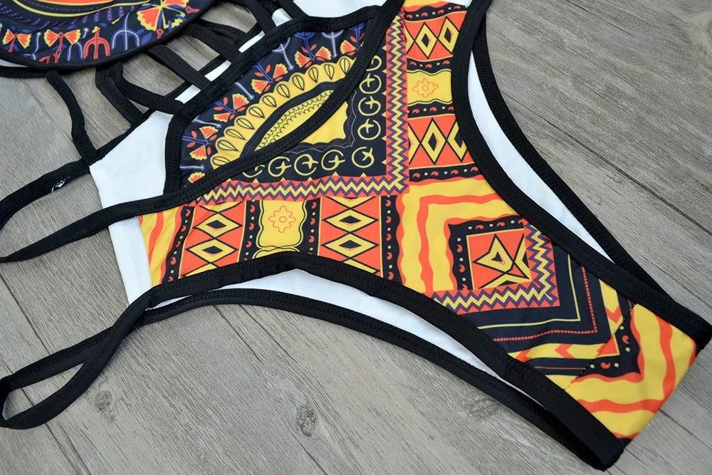 2025 African Dashiki Print One Piece Swimsuit Women High leg cut Swimwear Female Trikini Thong Monokini Brazilian Bathing Suit