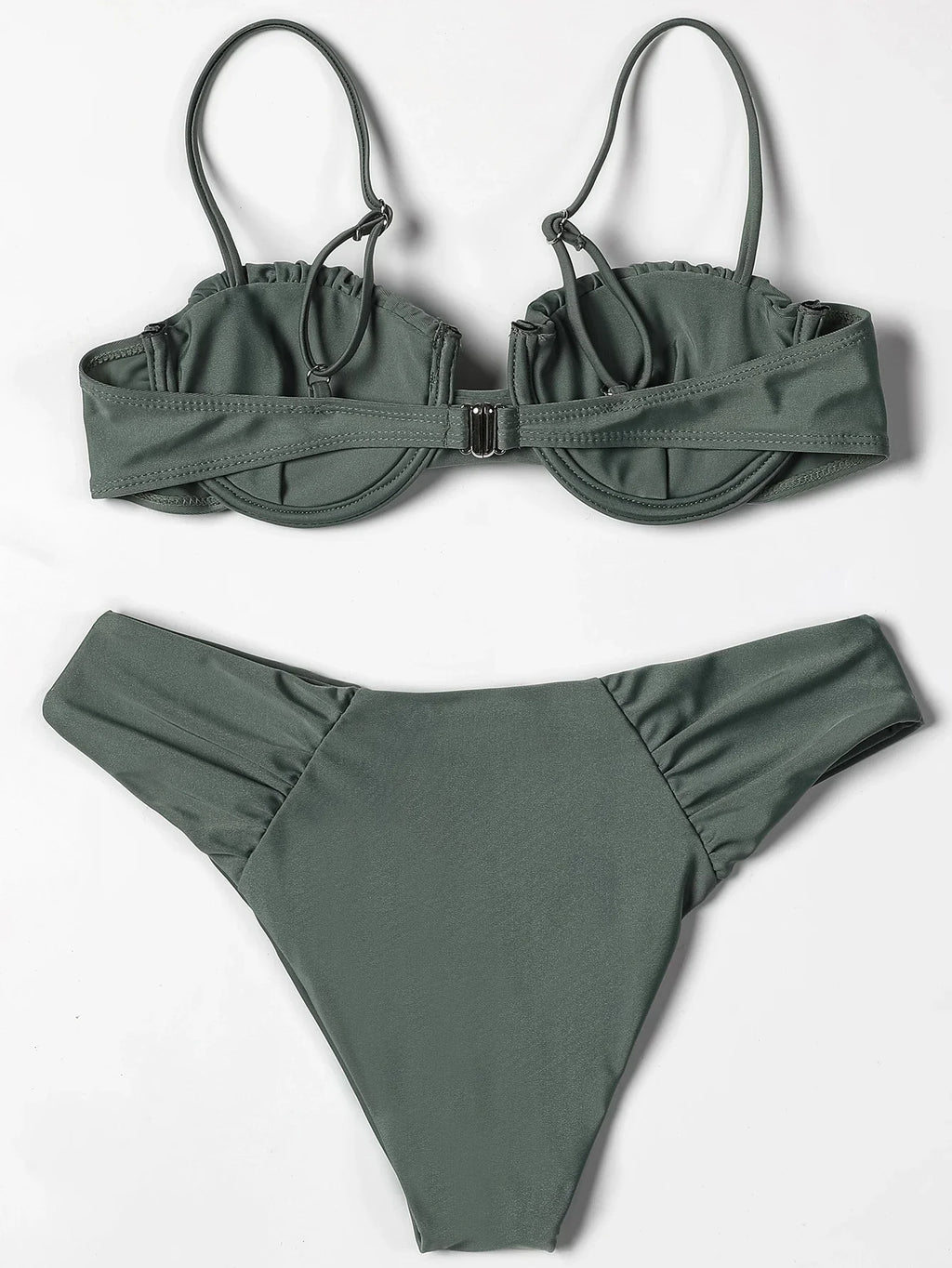 ZTVitality Solid Swimwear Women 2025 Newest Push Up Sexy Bikini Padded Bra Underwire Mid Waist Folds Swimsuit Brazilian Biquini