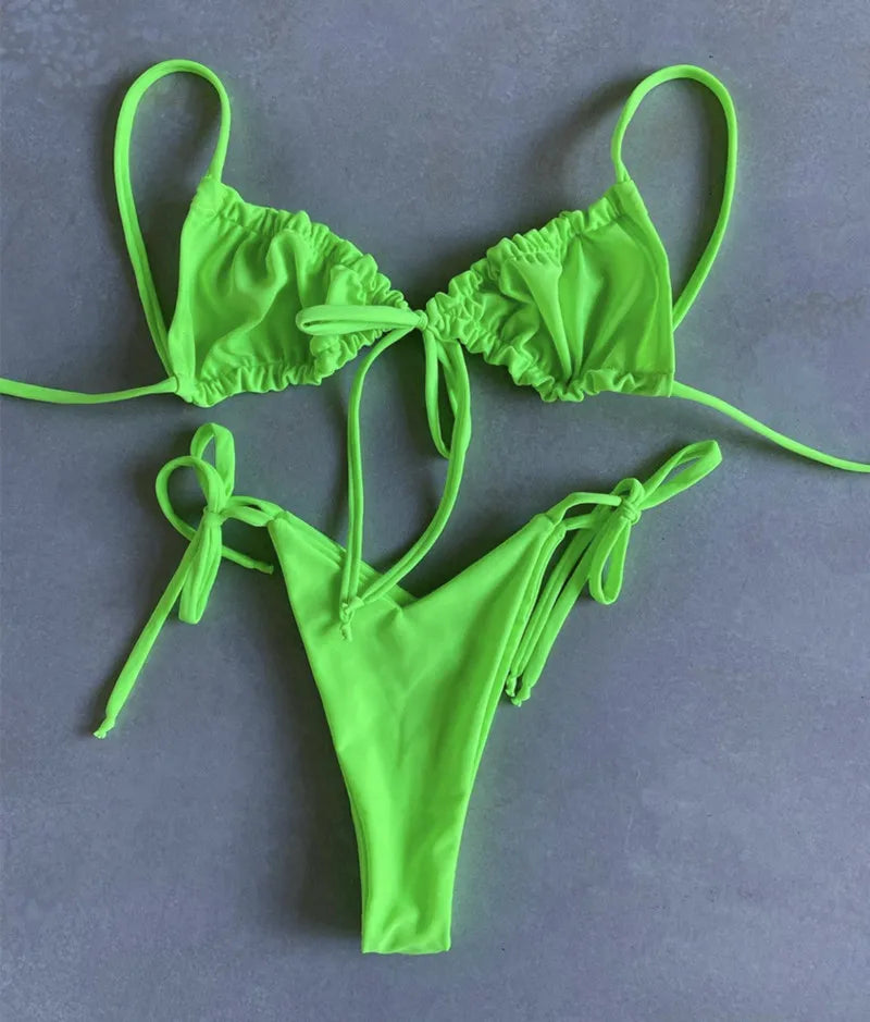 RUOTONGSEPT Low Waist Bikinis 2022 Triangle Swimwear Female Swimsuit Women Print Bikini set two-Piece Suit Push Up Bathing Suit
