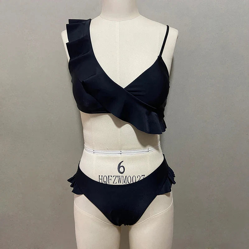 ZTVitality Sexy Bikinis Push Up Bikini 2021 Newest Solid Padded Bra Asymmetrical Ruffles Swimsuit Female Swimwear Women Biquini