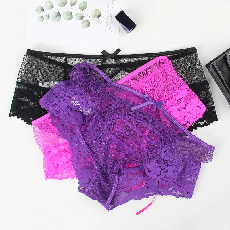 Big Size High Waist Womans Briefs Lingerie Perspective Floral Lace Strappy Panty Embroidery Dot Hot Underwear Women Sexy Panties