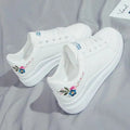Woman shoes spring White comfortable Sneakers Breathable Flats Lace-up Flower woman Casual Shoes Zapatillas Mujer tyu789