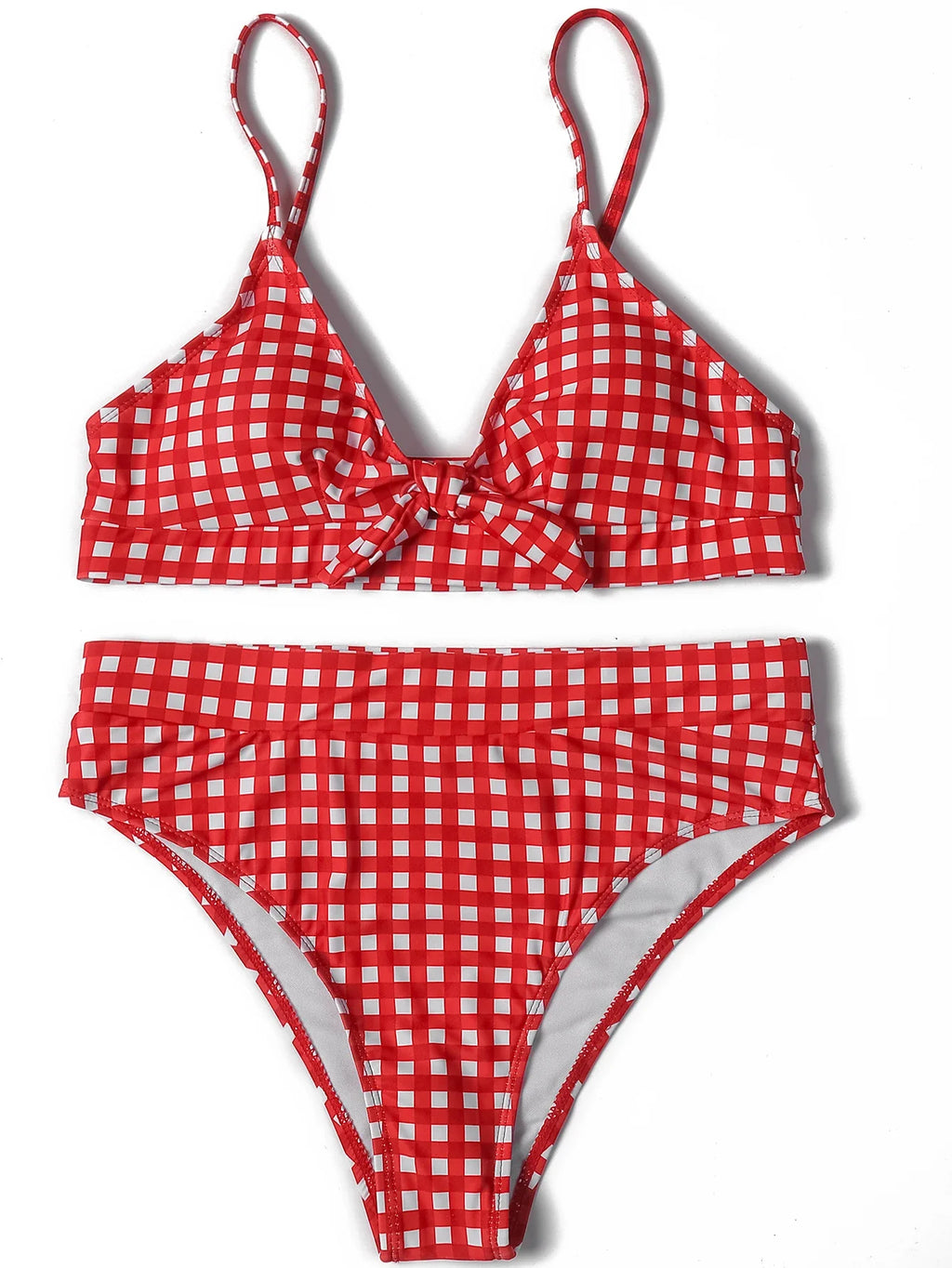 ZTVitality Bow Plaid Bikinis Push Up Sexy Bikini 2021 Hot Sale Straps Padded High Waist Swimsuit Retro Swimwear Women Biquini