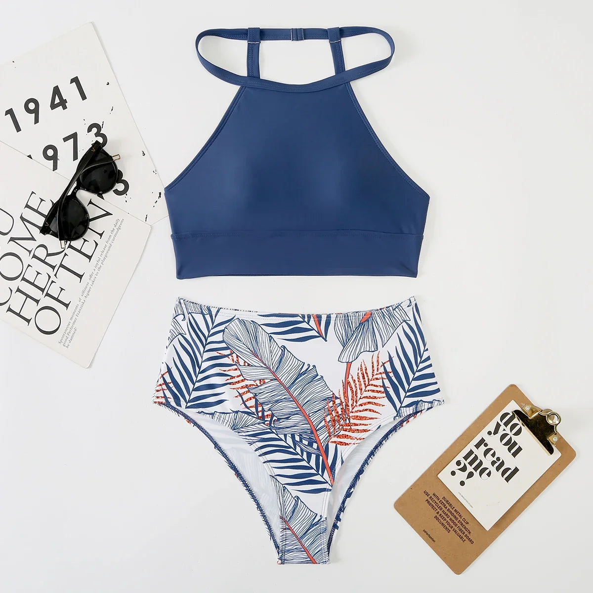 2026 High Waist Bikini Women High Neck Swimsuit Printed Swimwear Female Padded Beachwear Bathers Bathing Swimming Swim Suit