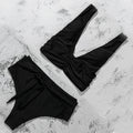 ZTVitality Solid Fold Push Up Bikini 2025 Black Padded Bandage Bikinis High Waist Swimsuit Swimwear Women Sexy Brazilian Biquini
