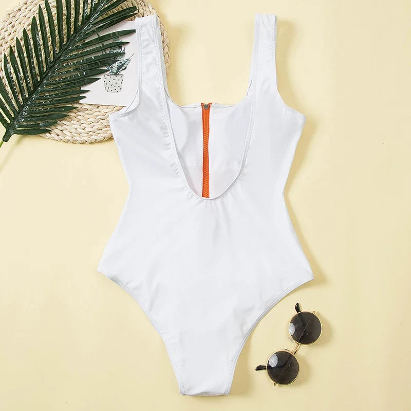 2026 Printed Zipper Swimsuit One Piece Sexy Swimwear Women Floral Bathers Bathing Swimming Swim Suit Female Beachwear