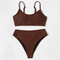 ZTVitality Push Up Solid High Waist Bikini 2025 New Straps Padded Ribbed Sexy Swimsuit Beachwear Swimwear Women Bathing Suit S-L