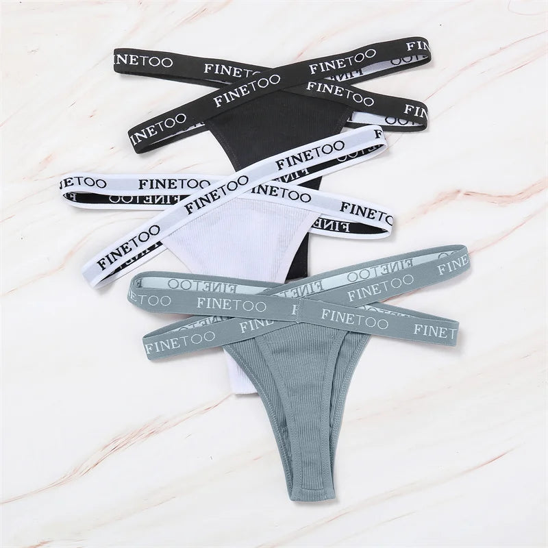 Women's Low Waist Bikini Briefs Seamless Thongs Panties Female Cotton G-String Underwear Ladies Letter Belt Lingerie M-XL Girls