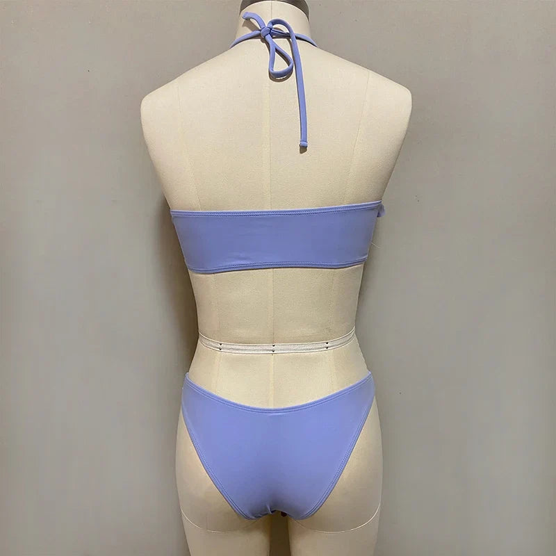 ZTVitality Ruffles V-Neck Sexy Bikinis Push Up Bikini 2025 New Arrival Halter Bandage Swimsuit Low Waist Swimwear Women Biquini