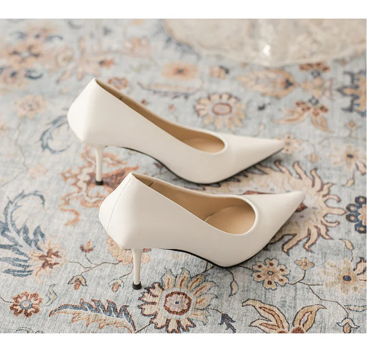 Pumps shoes Women Fashion Office Basic High Heels Work Lady Shoes Black Pink Green Thin Heels Brand Point Toe998