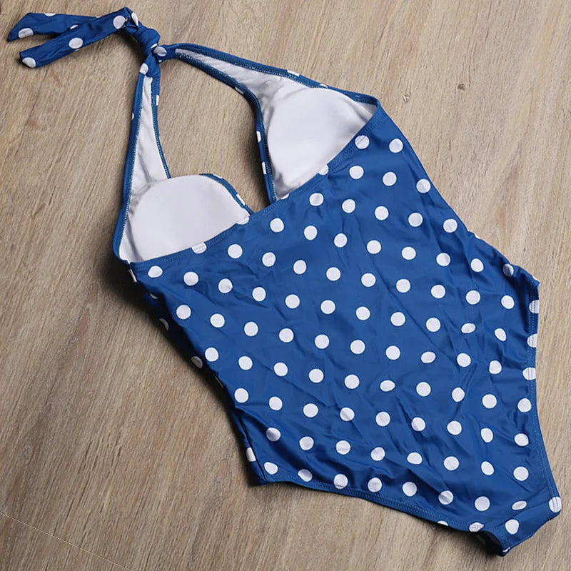S - XXL Halter Polka Dot Female Swimwear One Piece Swimsuit Women Backless Monokini Bathing Suit Swim Bodysuit Bather Beachwear