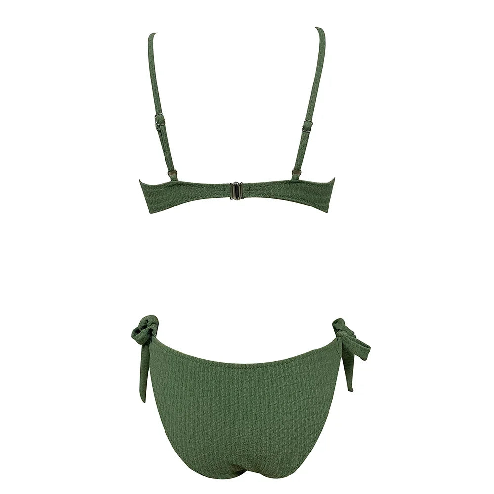 ZTVitality Solid Ribbed Lace Up Sexy Bikini 2026 New Padded Bra Low Waist Brazilian Swimsuit Female Swimwear Women Bathing Suit