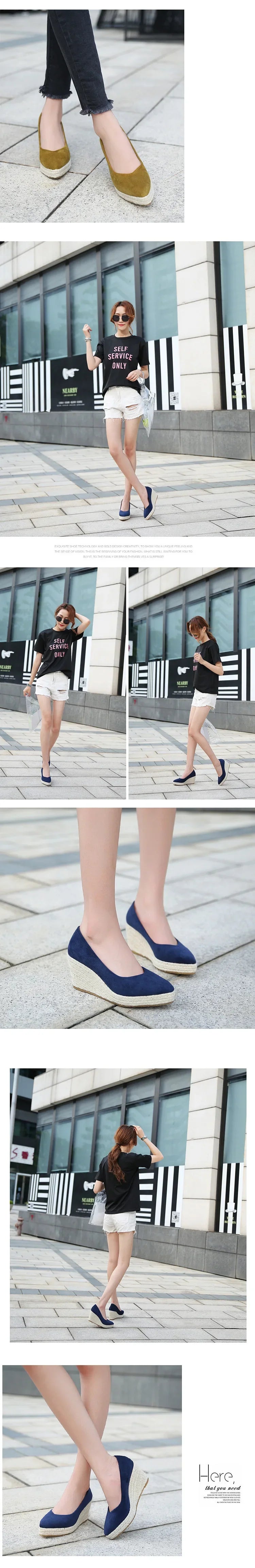 Suede princess women wedge shoes pointed toe pumps high heels platform Mary Jane office lady pumps party espadrilles cute shoesb