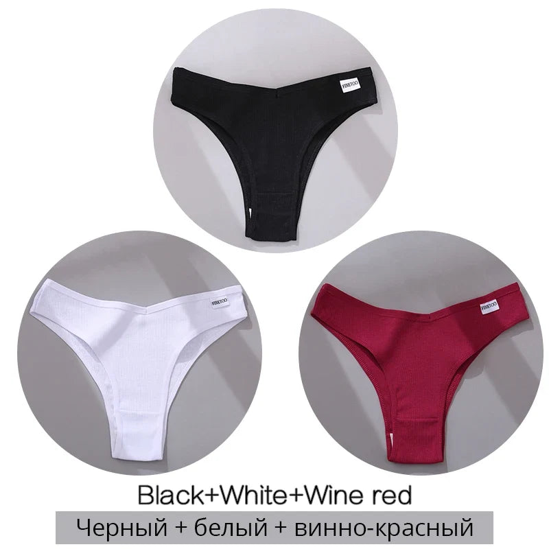 3Pcs/Set Cotton Women Briefs Sexy Low Rise Panties Female Seamless Underwear Breathable Underpants Girls M-XL Intimates Lingerie