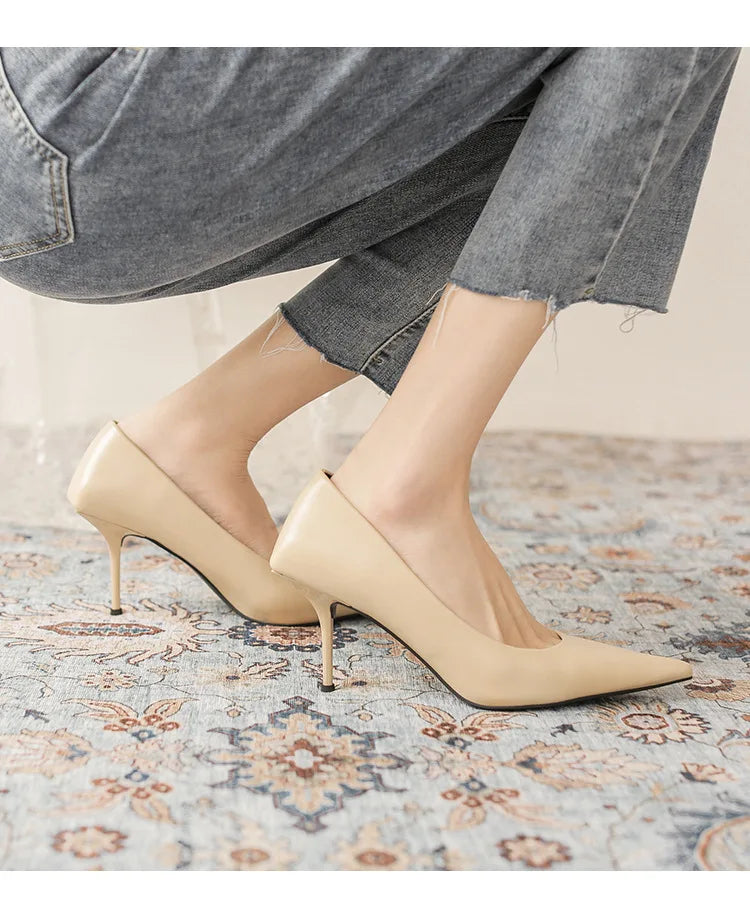 Pumps shoes Women Fashion Office Basic High Heels Work Lady Shoes Black Pink Green Thin Heels Brand Point Toe998