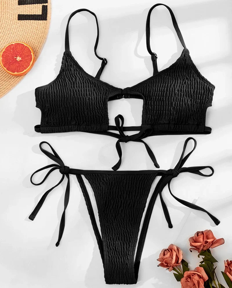 Sexy Hollow Out Micro Thong Bikini Women Swimwear Female Swimsuit Two-pieces Bikini Set Brazilian Bather Bathing Suit Swim Lady